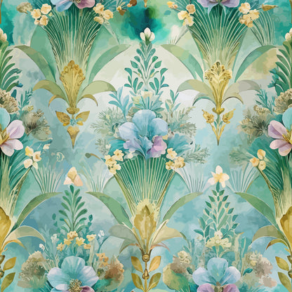 Gilded Jade Blooms Pattern 86 Minky Fabric