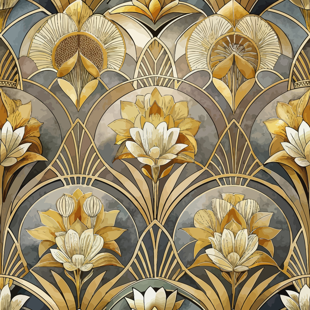Gilded Jade Blooms Pattern 8 Minky Fabric