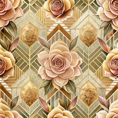 Gilded Jade Blooms Pattern 93 Minky Fabric