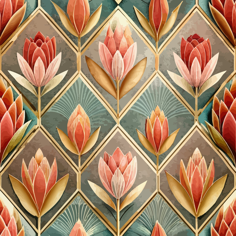 Gilded Jade Blooms Pattern 95 Minky Fabric
