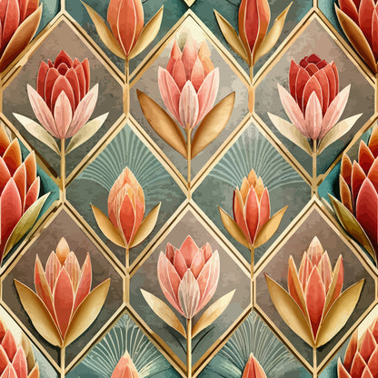 Gilded Jade Blooms Pattern 95 Minky Fabric