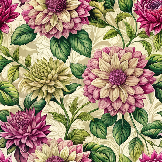 Art Nouveau Ahlias Pattern 1 Quilting Cotton Fabric