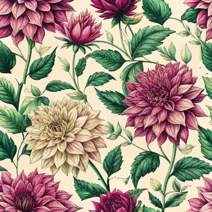 Art Nouveau Ahlias Pattern 2 Minky Fabric