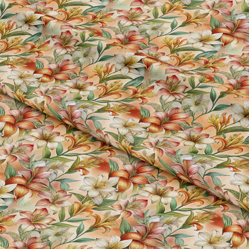 Art Nouveau Alstroemerias Pattern 1 Quilting Cotton Fabric