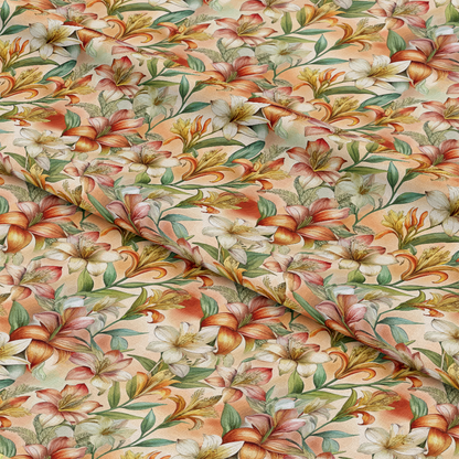 Art Nouveau Alstroemerias Pattern 1 Quilting Cotton Fabric