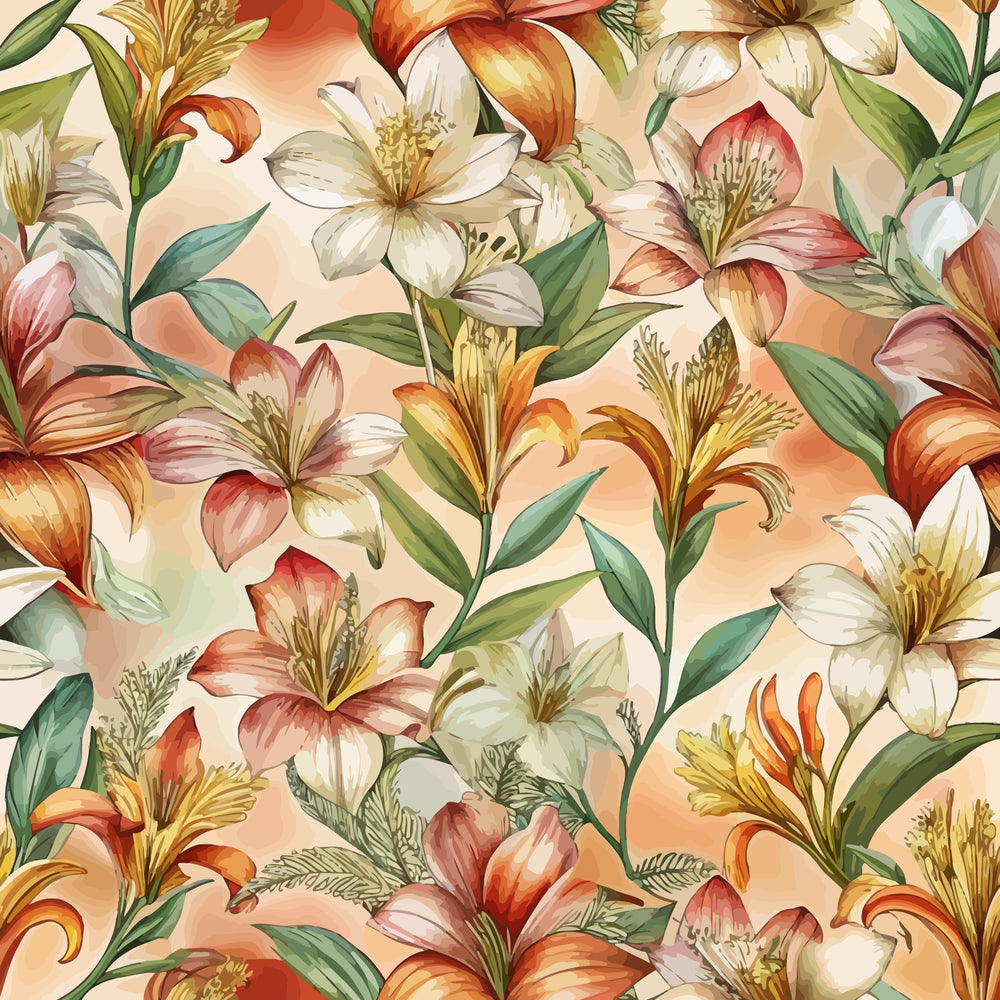 Art Nouveau Alstroemerias Pattern 1 Quilting Cotton Fabric