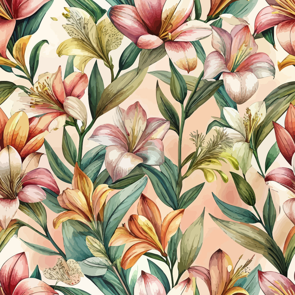 Art Nouveau Alstroemerias Pattern 2 Minky Fabric