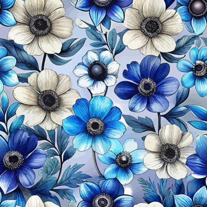 Art Nouveau Anemones Pattern 1 Quilting Cotton Fabric