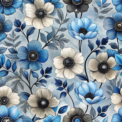Art Nouveau Anemones Pattern 2 Minky Fabric
