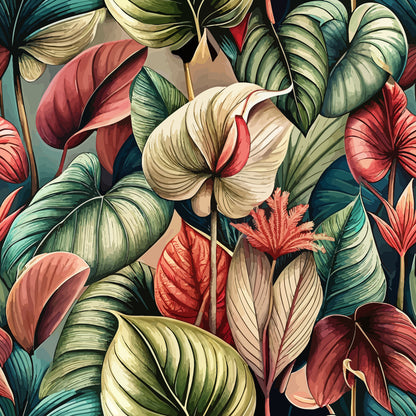 Art Nouveau Anthuriums Pattern 1 Quilting Cotton Fabric