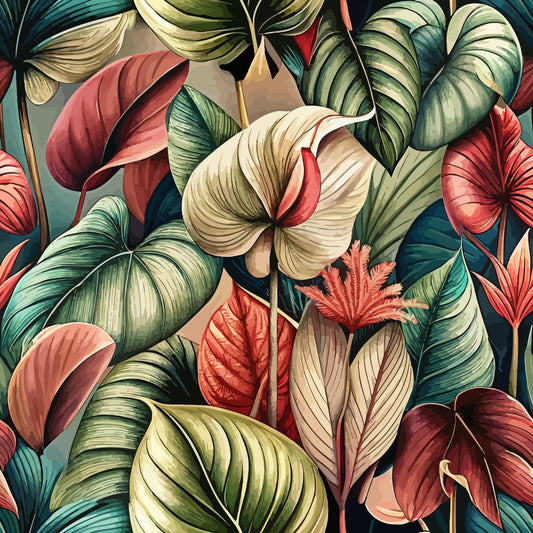 Art Nouveau Anthuriums Pattern 1 Quilting Cotton Fabric