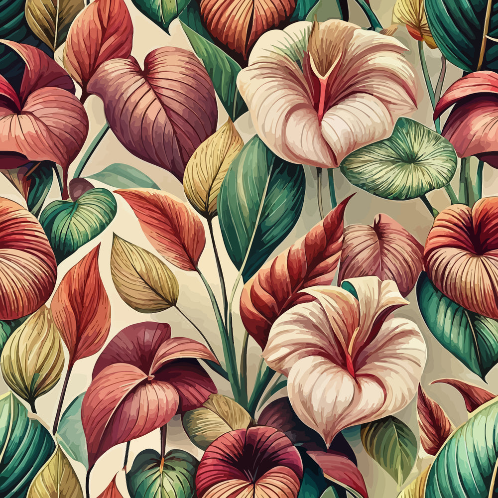 Art Nouveau Anthuriums Pattern 2 Minky Fabric
