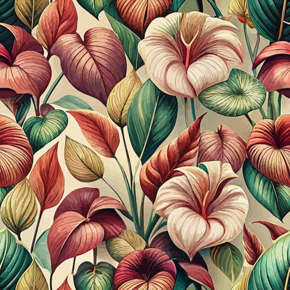 Art Nouveau Anthuriums Pattern 2 Quilting Cotton Fabric