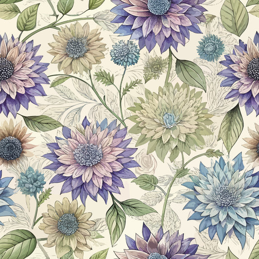 Art Nouveau Asters Pattern 1 Quilting Cotton Fabric