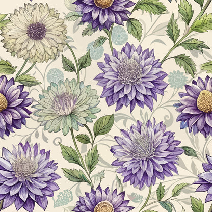 Art Nouveau Asters Pattern 2 Minky Fabric