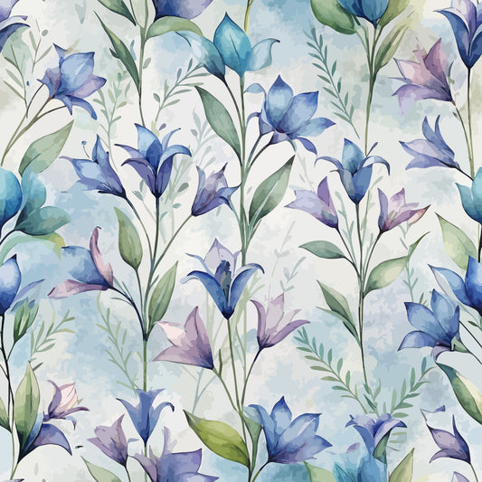 Art Nouveau Bellflowers Pattern 2 Minky Fabric