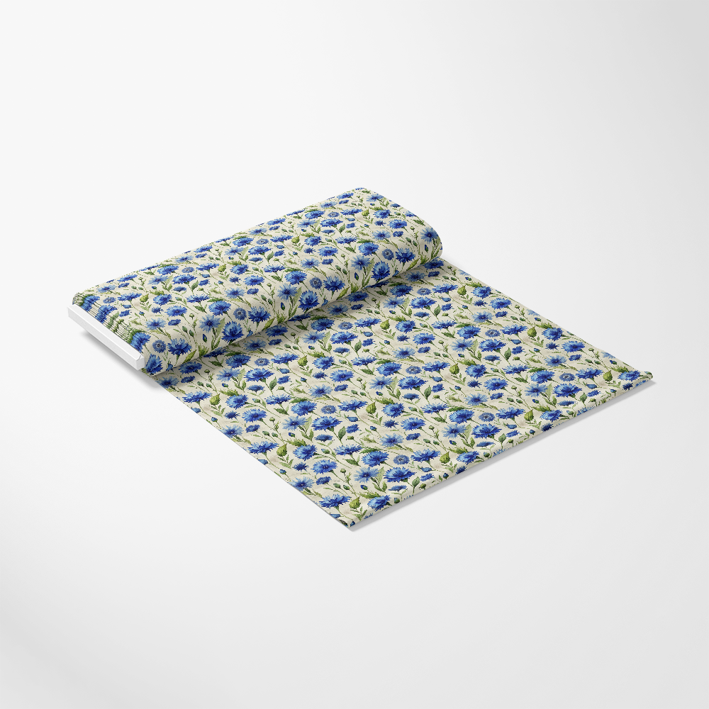 Art Nouveau Blue Cornflowers Pattern 2 Quilting Cotton Fabric