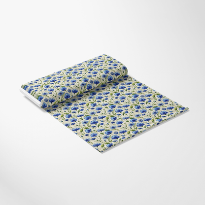 Art Nouveau Blue Cornflowers Pattern 2 Quilting Cotton Fabric