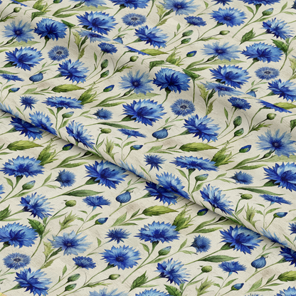 Art Nouveau Blue Cornflowers Pattern 2 Quilting Cotton Fabric