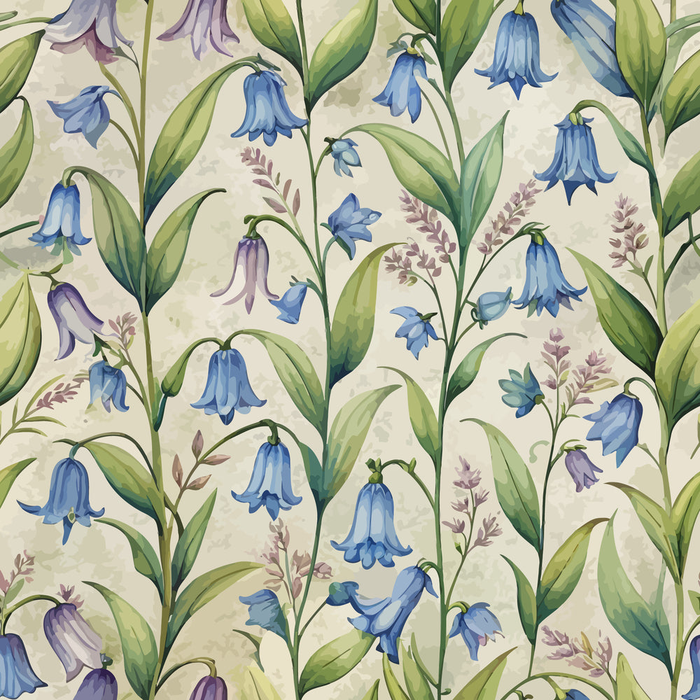 Art Nouveau Bluebells Pattern 1 Minky Fabric