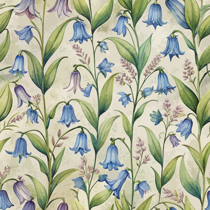 Art Nouveau Bluebells Pattern 1 Minky Fabric