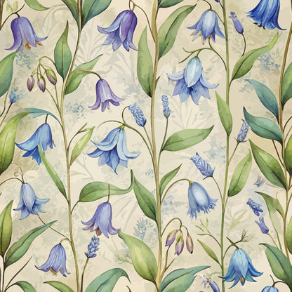 Art Nouveau Bluebells Pattern 2 Minky Fabric