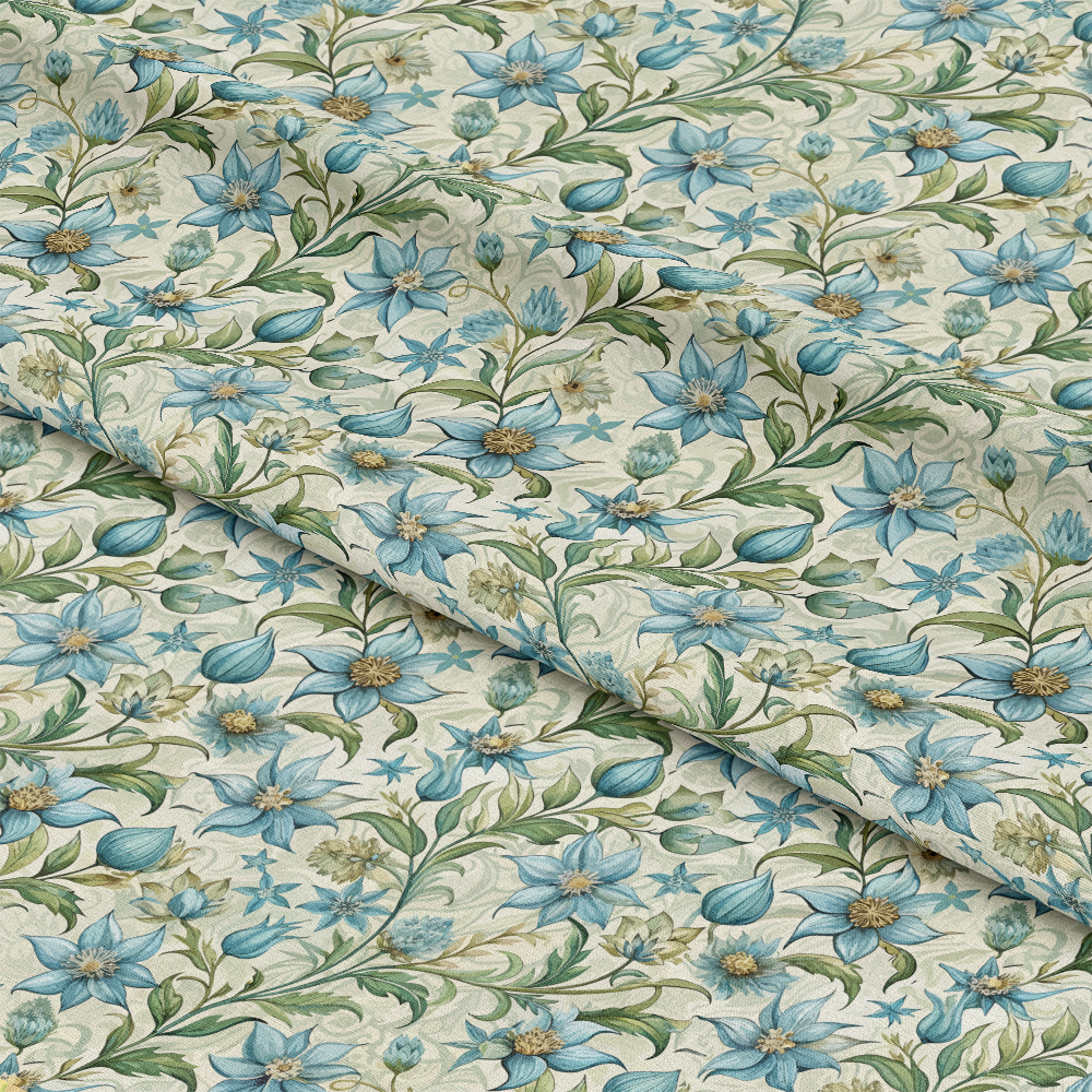 Art Nouveau Borage Flowers Pattern 1 Quilting Cotton Fabric