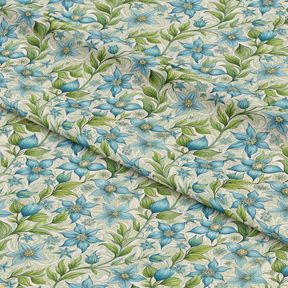 Art Nouveau Borage Flowers Pattern 2 Quilting Cotton Fabric