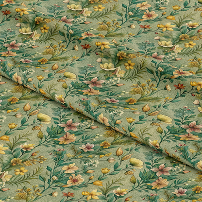 Art Nouveau Broom Flowers Pattern 1 Quilting Cotton Fabric