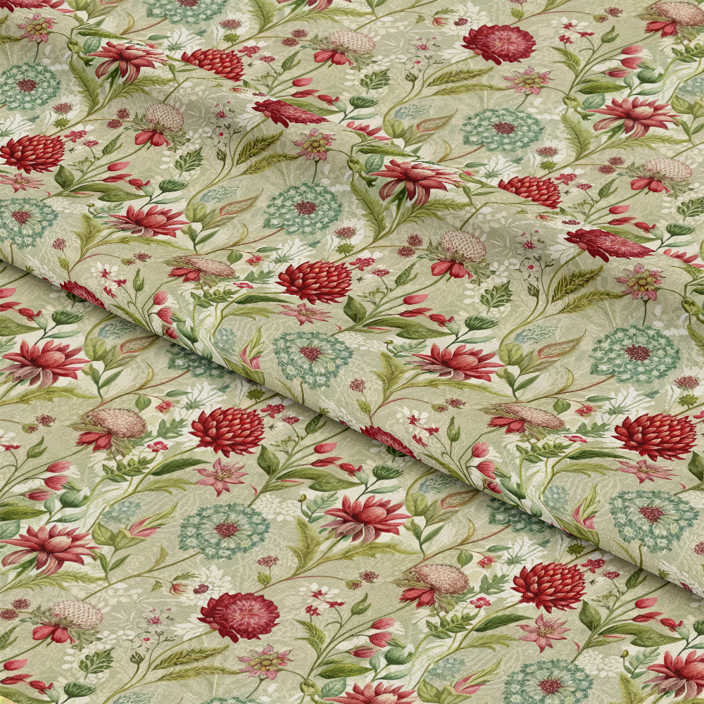 Art Nouveau Burnet Flowers Pattern 1 Quilting Cotton Fabric