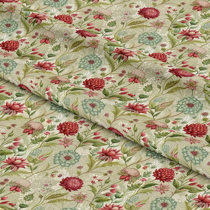 Art Nouveau Burnet Flowers Pattern 1 Quilting Cotton Fabric