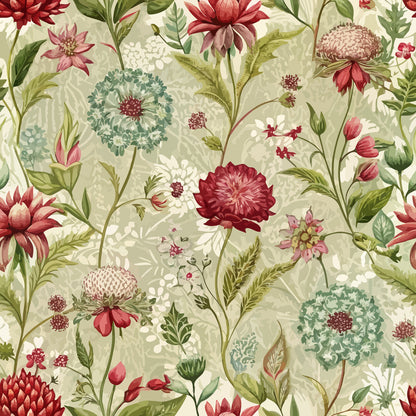 Art Nouveau Burnet Flowers Pattern 1 Minky Fabric