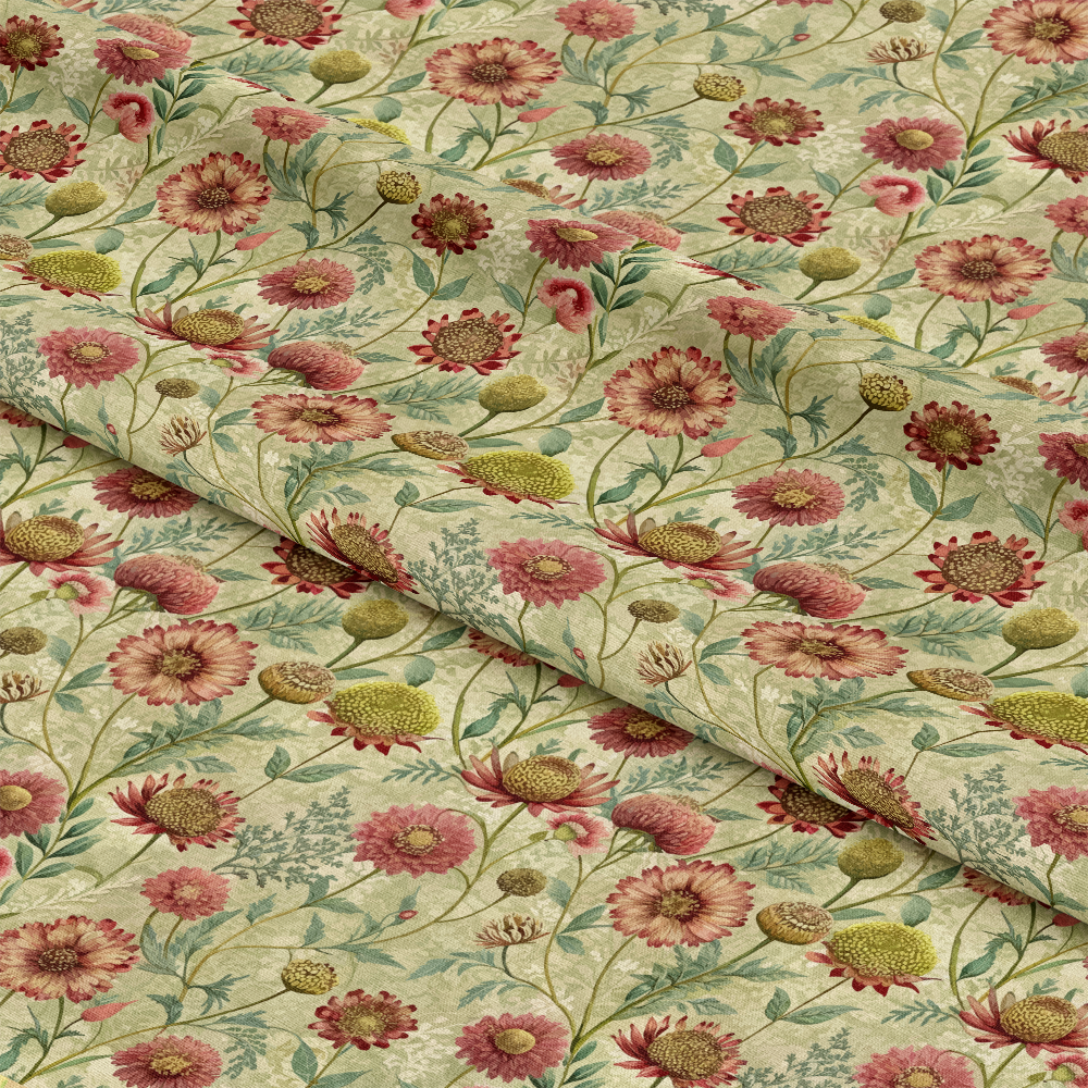 Art Nouveau Burnet Flowers Pattern 2 Quilting Cotton Fabric