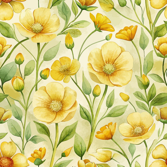 Art Nouveau Buttercups Pattern 1 Quilting Cotton Fabric