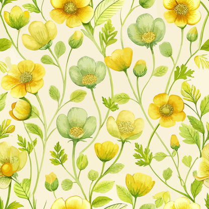 Art Nouveau Buttercups Pattern 2 Minky Fabric