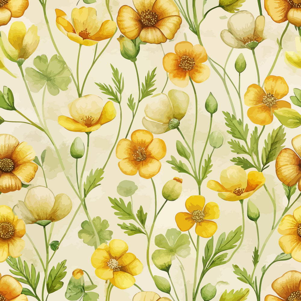 Art Nouveau Buttercups Pattern 3 Minky Fabric