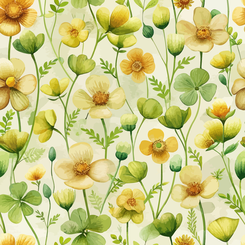 Art Nouveau Buttercups Pattern 4 Minky Fabric