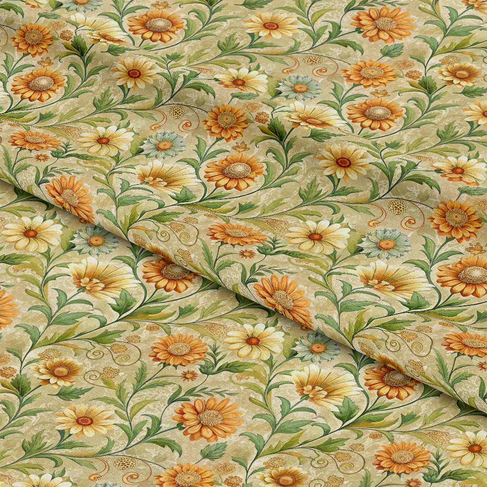 Art Nouveau Calendulas Pattern 1 Quilting Cotton Fabric