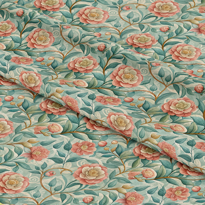 Art Nouveau Camellias Pattern 1 Quilting Cotton Fabric