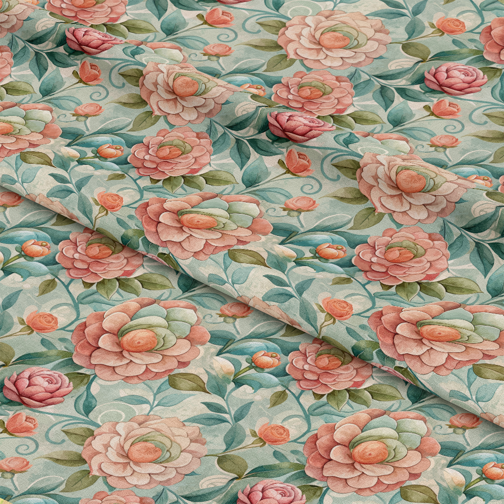Art Nouveau Camellias Pattern 2 Quilting Cotton Fabric