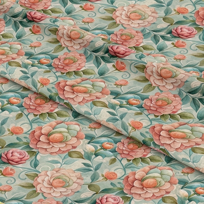 Art Nouveau Camellias Pattern 2 Quilting Cotton Fabric