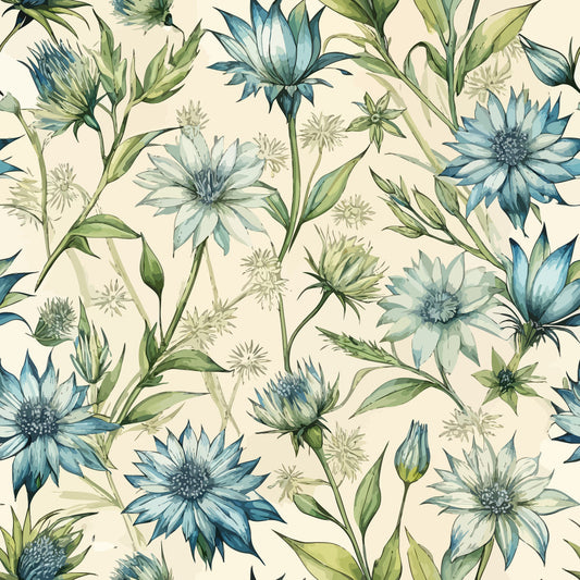 Art Nouveau Chicory Blossoms Pattern 1 Quilting Cotton Fabric