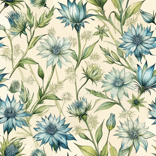Art Nouveau Chicory Blossoms Pattern 1 Minky Fabric