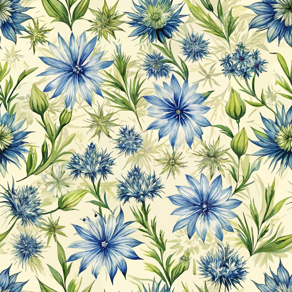 Art Nouveau Chicory Blossoms Pattern 2 Minky Fabric