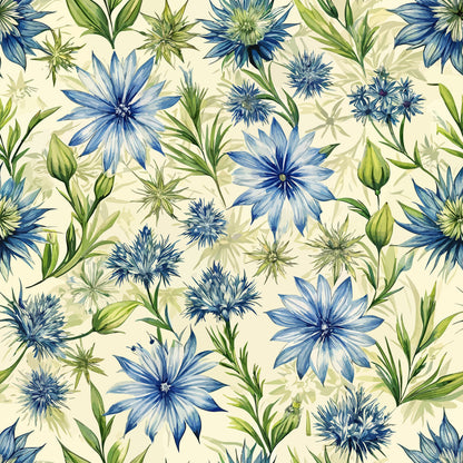 Art Nouveau Chicory Blossoms Pattern 2 Quilting Cotton Fabric