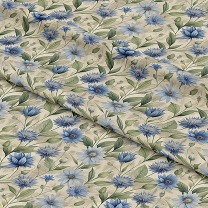 Art Nouveau Chicory Flowers Pattern 1 Quilting Cotton Fabric