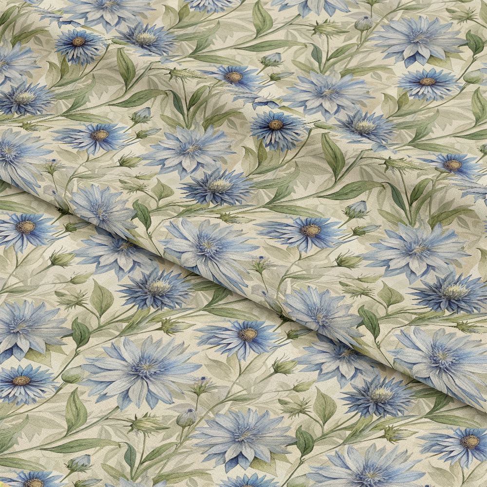 Art Nouveau Chicory Flowers Pattern 2 Quilting Cotton Fabric
