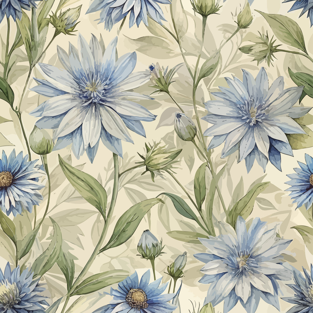 Art Nouveau Chicory Flowers Pattern 2 Minky Fabric