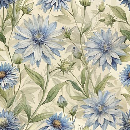 Art Nouveau Chicory Flowers Pattern 2 Minky Fabric