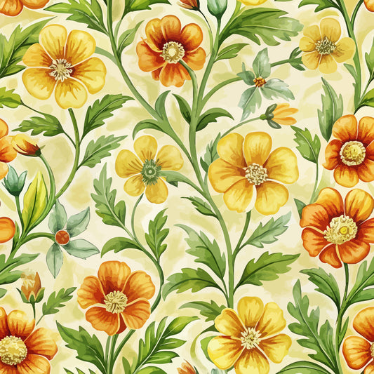 Art Nouveau Cinquefoils Pattern 1 Quilting Cotton Fabric